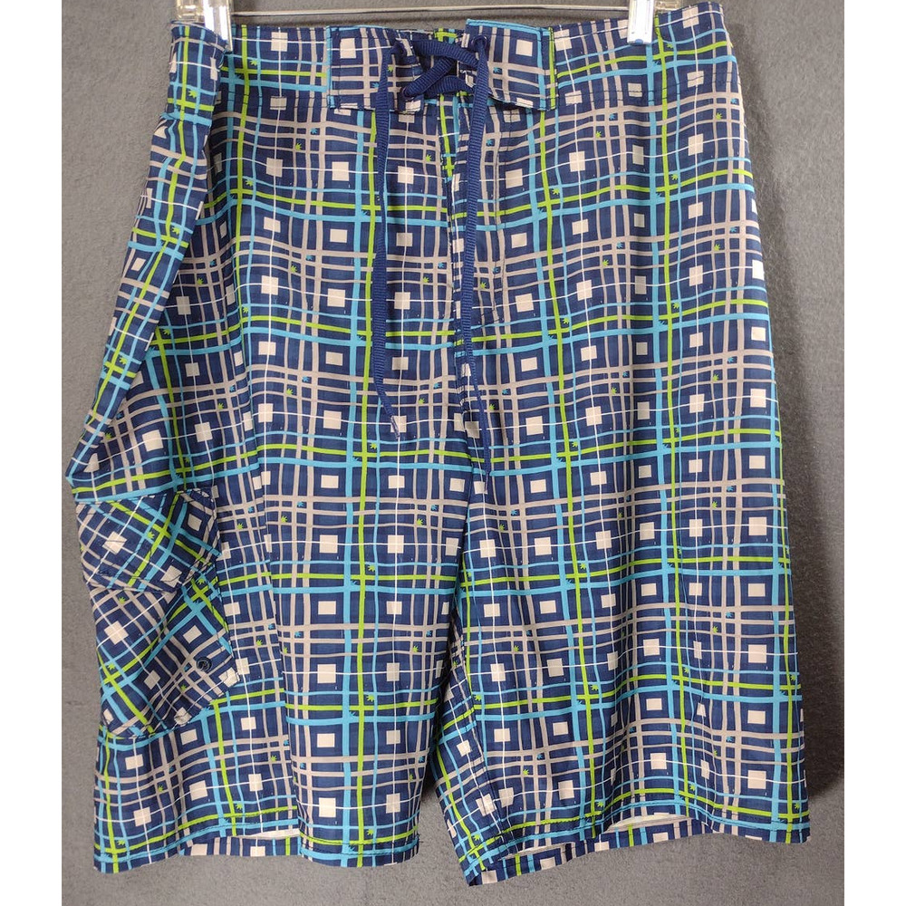 Men's Sunshine Zone Blue, Green, Swim Trunks Size 36